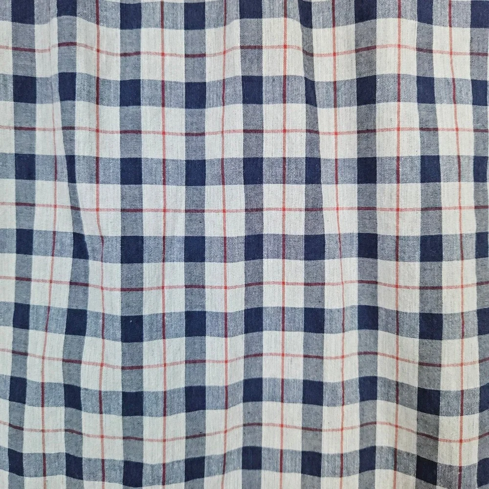J Crew Men's Secret Wash‎ Shirting Size M Organic Cotton Shirt Blue/Mauve Checks